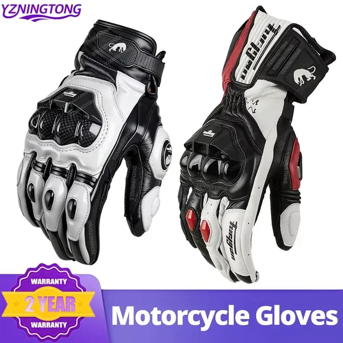 Gants de moto professionnels en cuir pour hommes