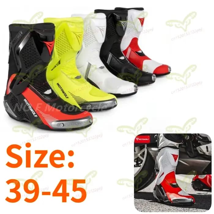 Bottes de course imperméables à tube long de haute qualité Motowolf pour motos