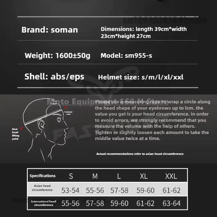 SOMAN DOT Casque de moto pour homme approuvé