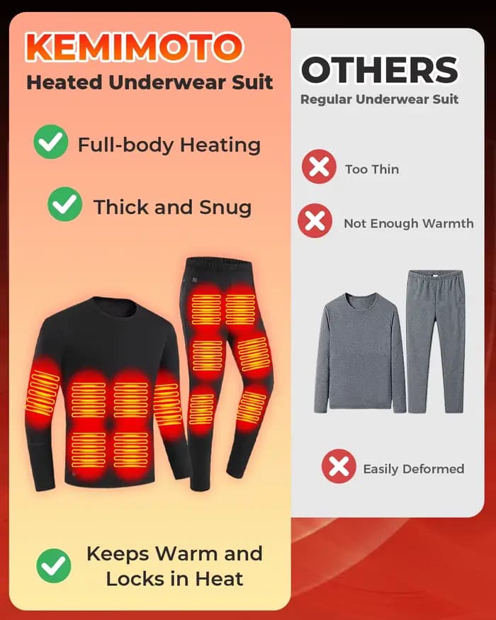 KEMIMOTO sous-vêtements chauffants costumes 28 zones de chauffage USB hiver thermique chaud coton pantalon hommes femmes pour plein air moto ski