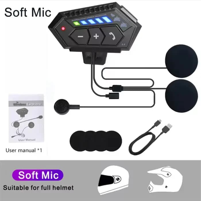 Casque Bluetooth BT12 pour moto, écouteurs sans fil pour moto, commande vocale, micro mains libres,