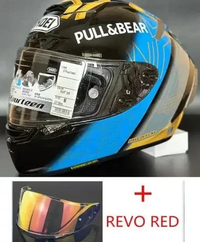 Casque De moto intégral X14 Marquez 93 or bleu équitation