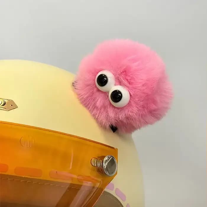 2 pièces casque de Moto doux grands yeux décoration mignon boule en peluche pour Motocross intégral hors route