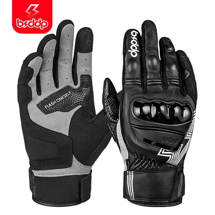 Gants de moto en cuir véritable TPU pour hommes et femmes