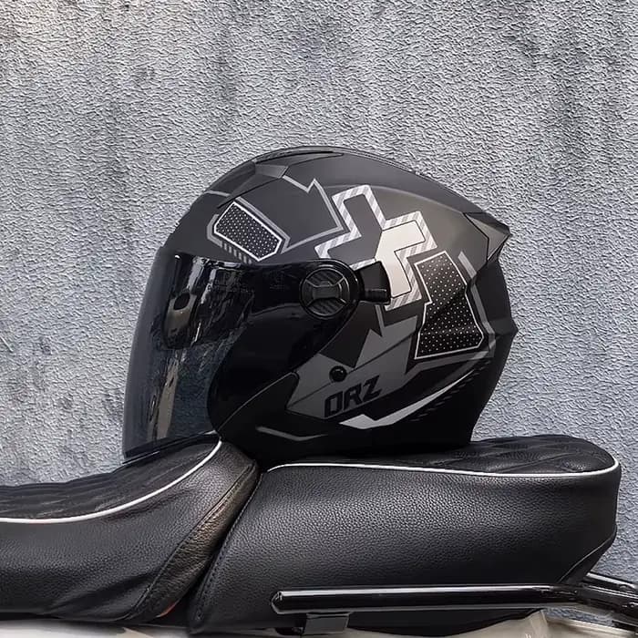 Demi-casque de moto tout-terrain gris mat pour hommes et femmes