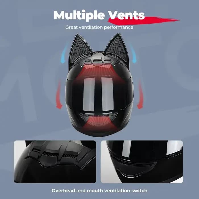 Casque de moto à oreilles de chat pour femmes