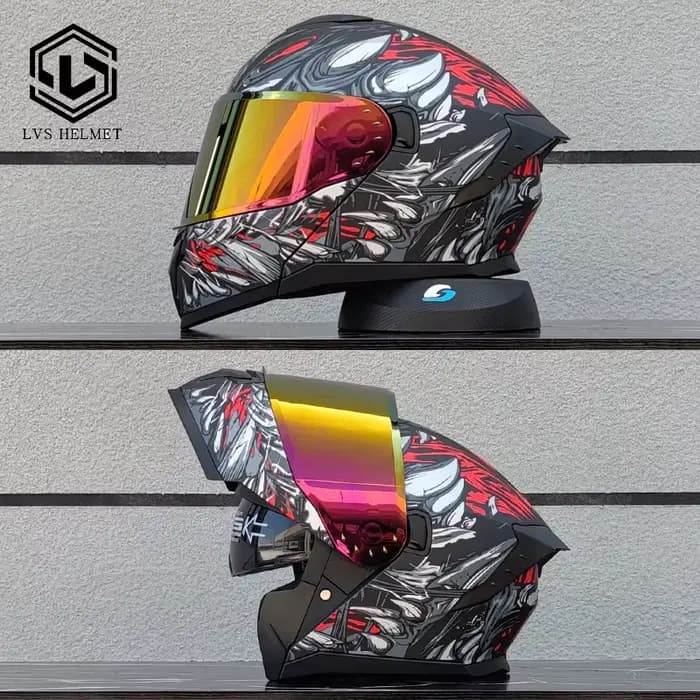 Dernier modèle de casque de moto modulaire à visière rabattable