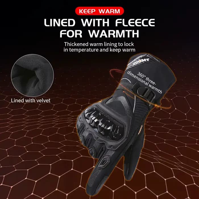 Gants de Moto chauds d'hiver coupe-vent imperméables Guantes