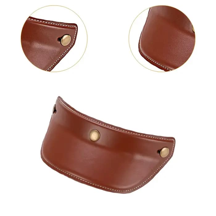 Visière de casque à 3 boutons-pression, légère, en cuir, protection solaire, visière pour casque de moto à face ouverte