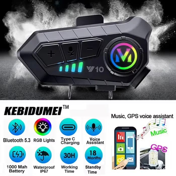 Casque de moto V5.3 avec écouteurs Bluetooth