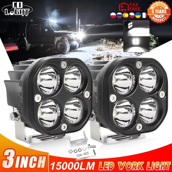 CO LIGHT 3 pouces Led Spot lampe de travail 12V 24V antibrouillard conduite tout-terrain 4X4 4WD pro