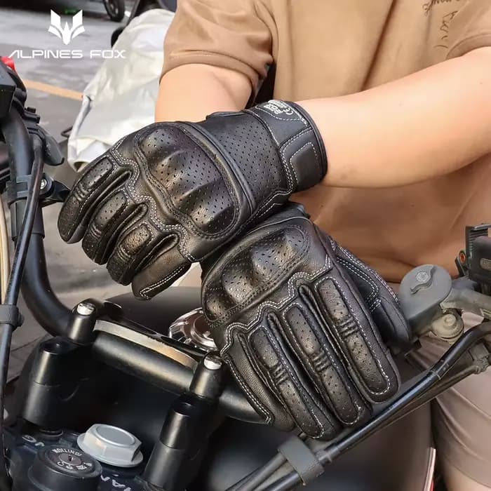 Gants de moto Vintage en cuir véritable