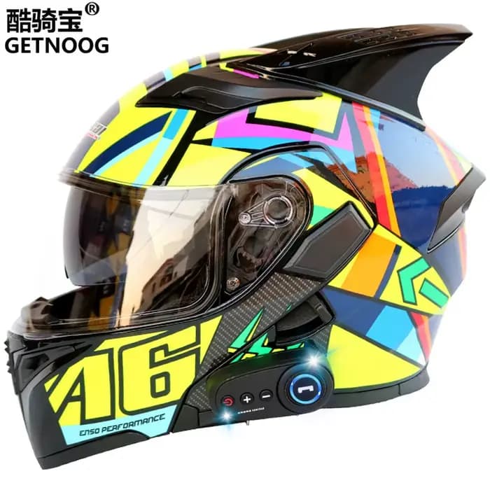 Jiekai Moto casques complets double lentille Bluetooth casque Motocross casque de sécurité Certifica