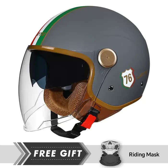Casque Jet rétro Daul lentille DOT casques de Moto visage ouvert hommes femmes 3/4 demi-casque