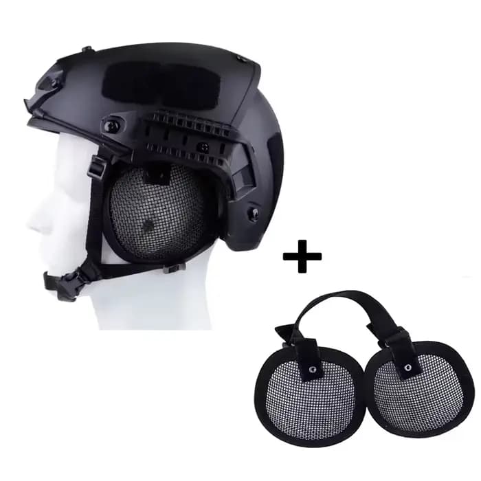 Protection d'oreilles en treillis métallique HB et ensemble de casque FAST – Cache-oreilles
