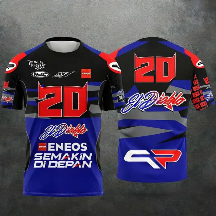 T-shirt pour fans de Fabio Quartararo 20, El Diablo Moto Rider, T-shirt graphique imprimé en 3D, unisexe, décontracté, été, manches courtes, T-shirt parent-enfant