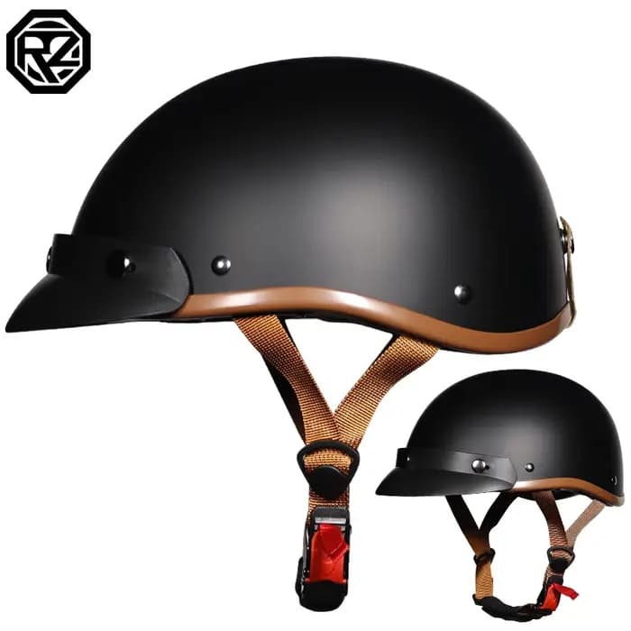 VOSS vintage moto rcycle casque rétro scooter demi-casque avec visière d'objectif intégrée