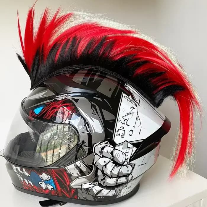 Perruque Mohawk pour casque de moto