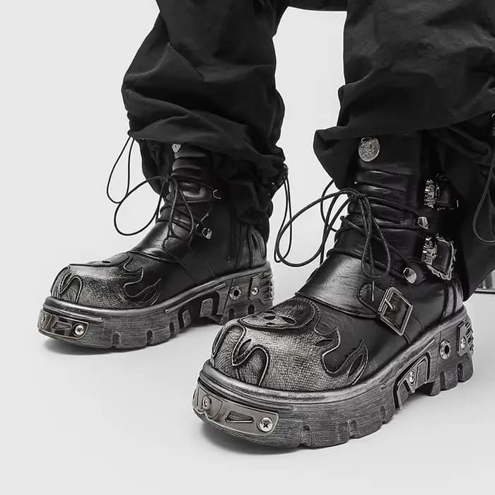 Bottes de moto de Style gothique Punk pour hommes