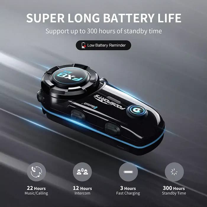 Fodsports-Oreillette Bluetooth FX8 pour moto, appareil de communication pour casque, intercom pour 4