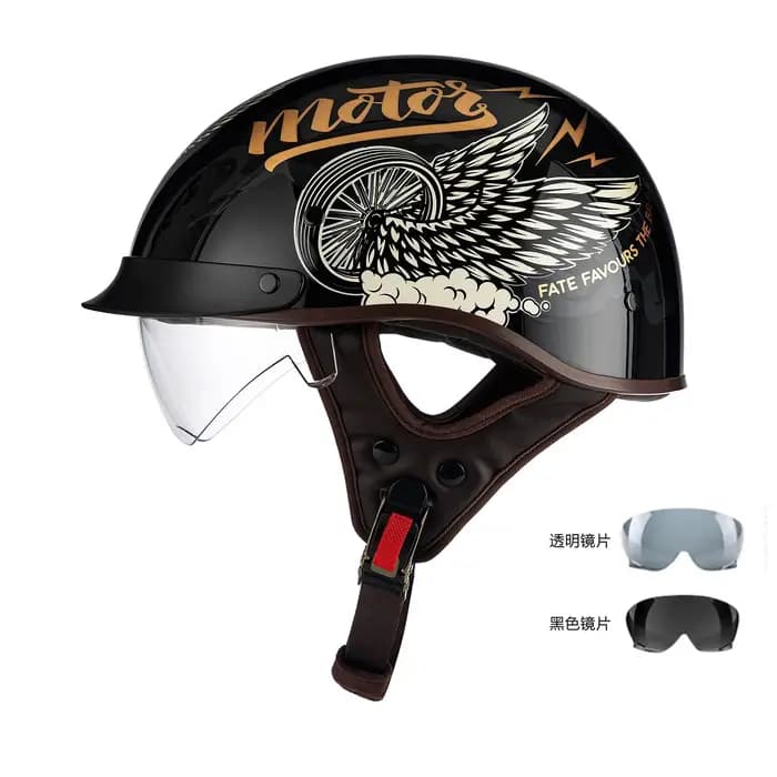 Casque Demi-Coque Rétro pour Hommes et Femmes, Casque de Sécurité pour Moto Électrique, Casque d'Été
