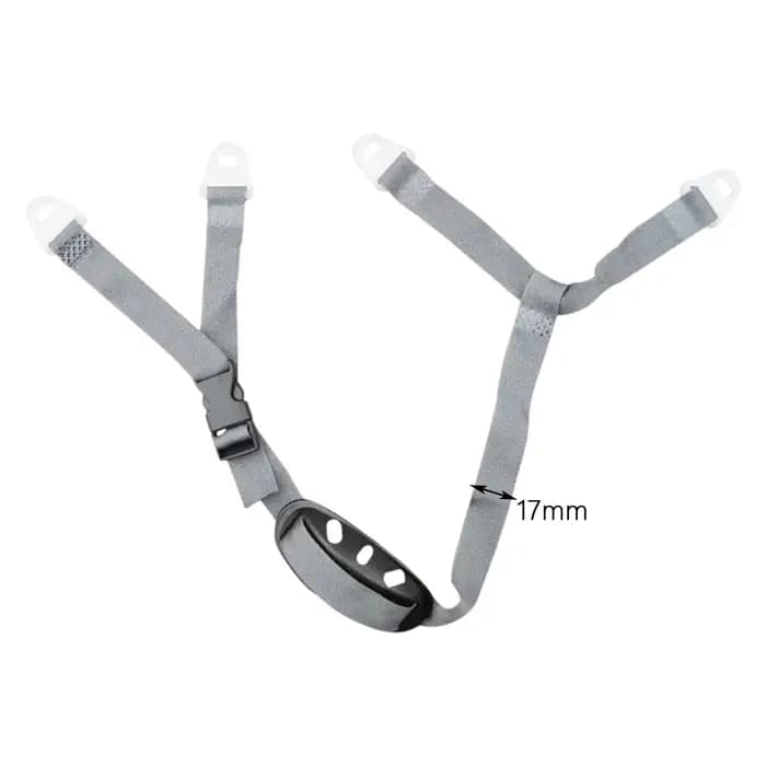Sangle de menton réglable pour casque avec boucle à dégagement rapide et profilée pour casques de chantier, de moto et de football.