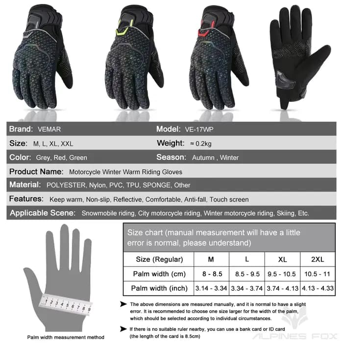 VEMAR hiver gants de Moto courts