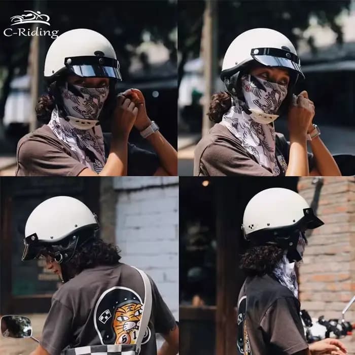 Demi-Casque de Moto Rétro pour Homme et Femme