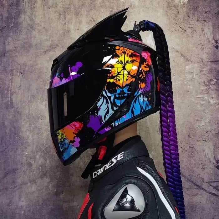 Casque intégral de moto à double lentille