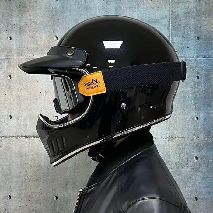 Casque de moto rétro, Vintage cafe racer, visage complet, approuvé DOT, Jet