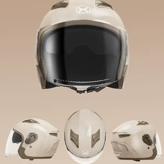 Casques de moto rétro double visière unisexe casque