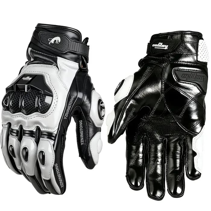 Gants de moto professionnels en cuir pour hommes