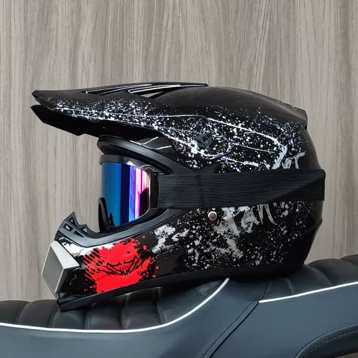 Casque de moto tout-terrain professionnel avec lunettes offertes