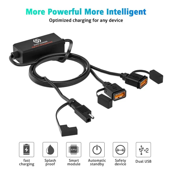 Chargeur de téléphone pour moto SAE, avec double/simple USB QC3.0, charge rapide, puce intelligente, dispositif de sécurité, équipement électronique pour moto