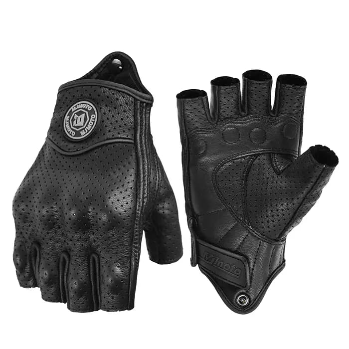 MJMOTO rétro cuir moto demi doigt gants écran tactile Motocross