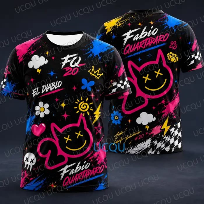 Fabio Quartararo # T-shirt Édition Signature 2026 El Diablo Racing – T-shirt graphique pour fans, décontracté, streetwear, pour hommes, femmes et enfants