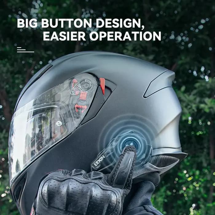 Interphone Bluetooth pour casque de moto Lexin-G2P jusqu'à paire 6 coureurs et conception de gros boutons Coque à motif interchangeable 120 km/h