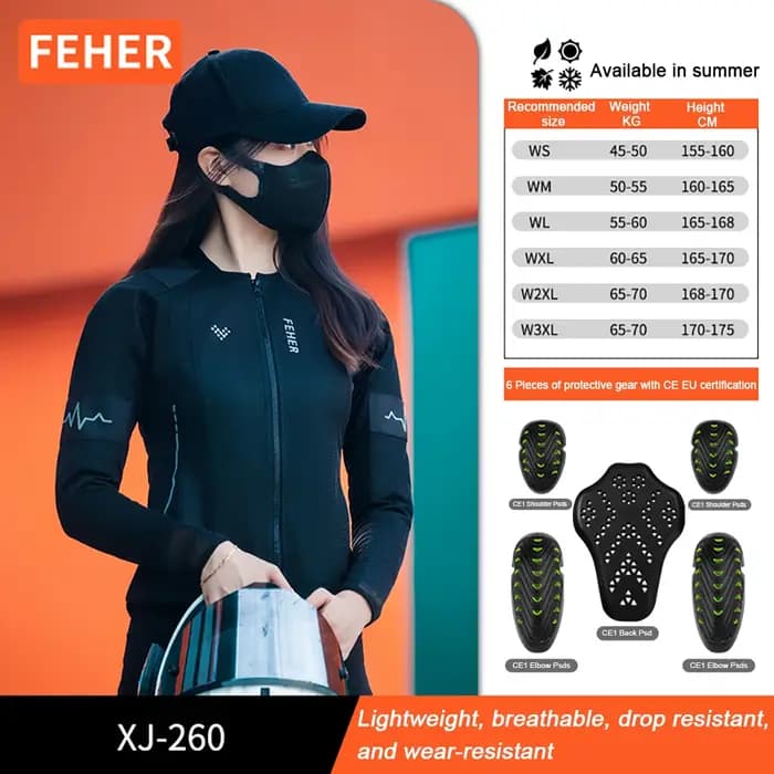 FEHER nouveau été Moto armure complète femmes respirant maille Motocross course veste CE équipement de protection