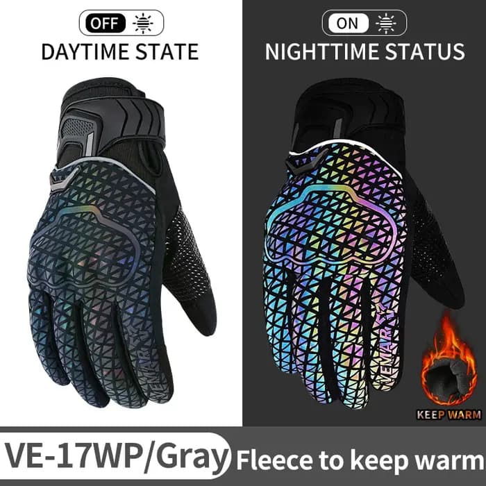 Gants de moto d'hiver VEMAR, réfléchissants, colorés, doublés de polaire, imperméables, coupe-vent,