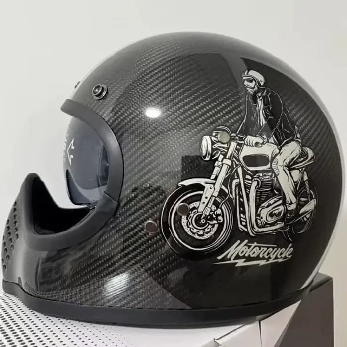Casque ultraléger forgé en Fiber de carbone pour Moto hommes femmes