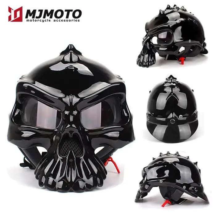 Casque de moto vintage en forme de crâne
