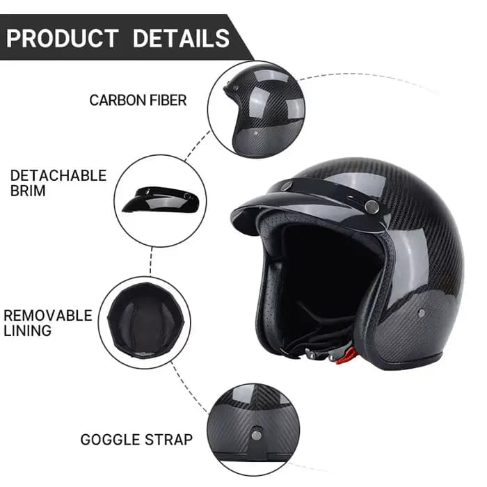 Casque Vintage en Fiber de carbone Super léger
