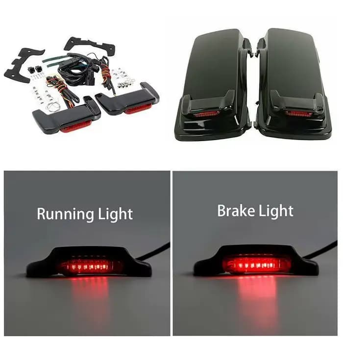 Spoilers de couvercle de sacoche de moto avec lumière LED