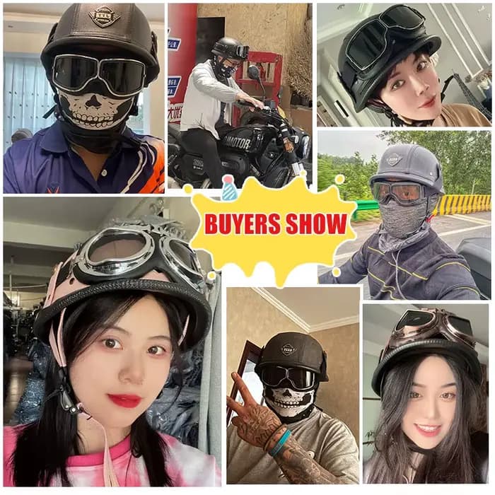 Casque en cuir demi-coque fait main pour hommes et femmes