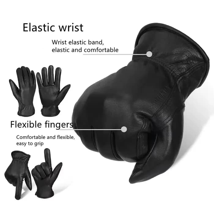Gants thermiques en cuir de moto pour hommes et femmes