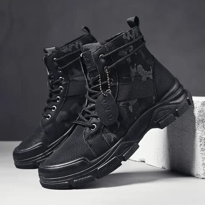 Bottes de combat mi-hautes à lacets pour hommes