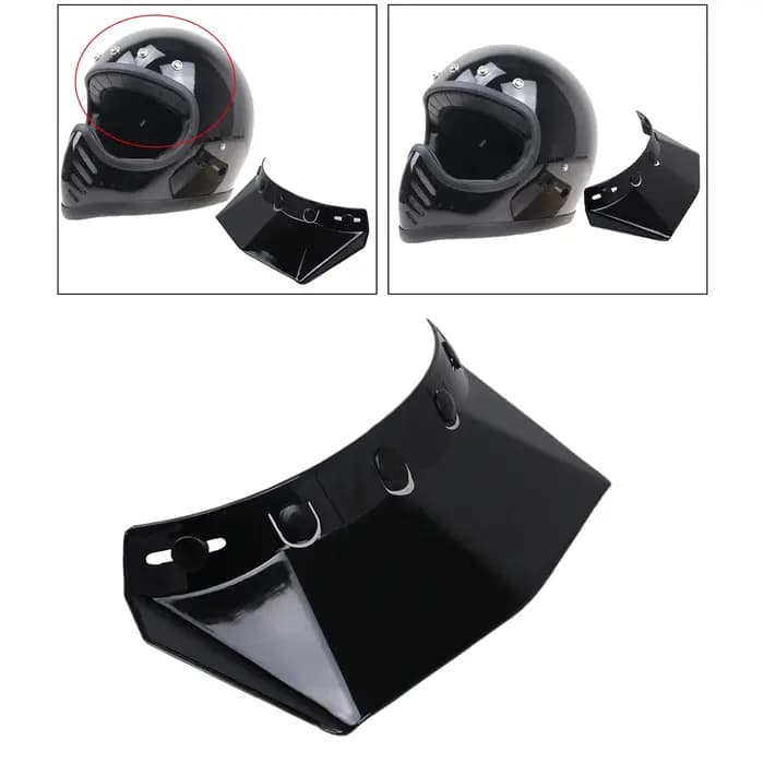 Visière solaire pour casque de moto, 5 boutons-pression, pour casque de moto Vintage, bouclier facia