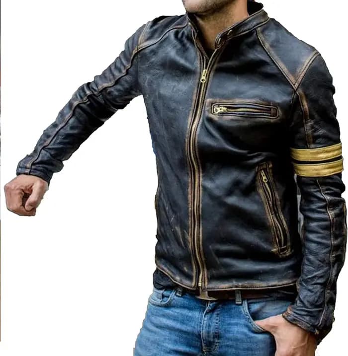 Veste de motard noire pour hommes