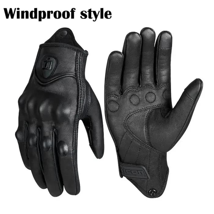 Gants de Moto en cuir véritable perforé rétro