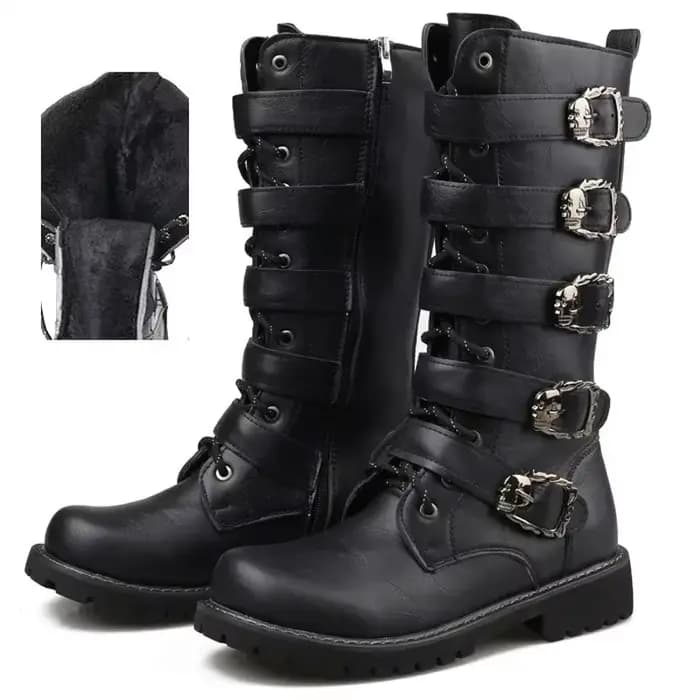 Bottes de moto en cuir pour hommes grande taille